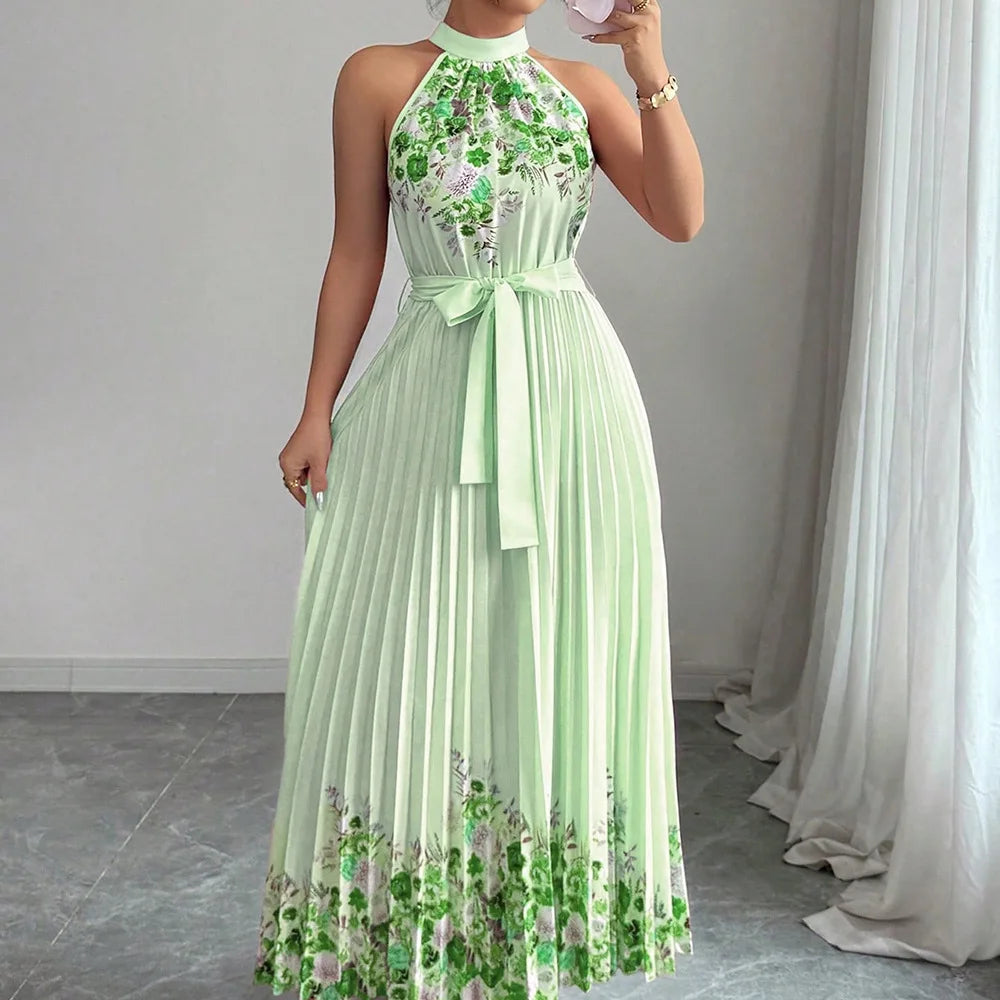 Chic Lightweight Halter Neck Lace Up Maxi Dress for Women