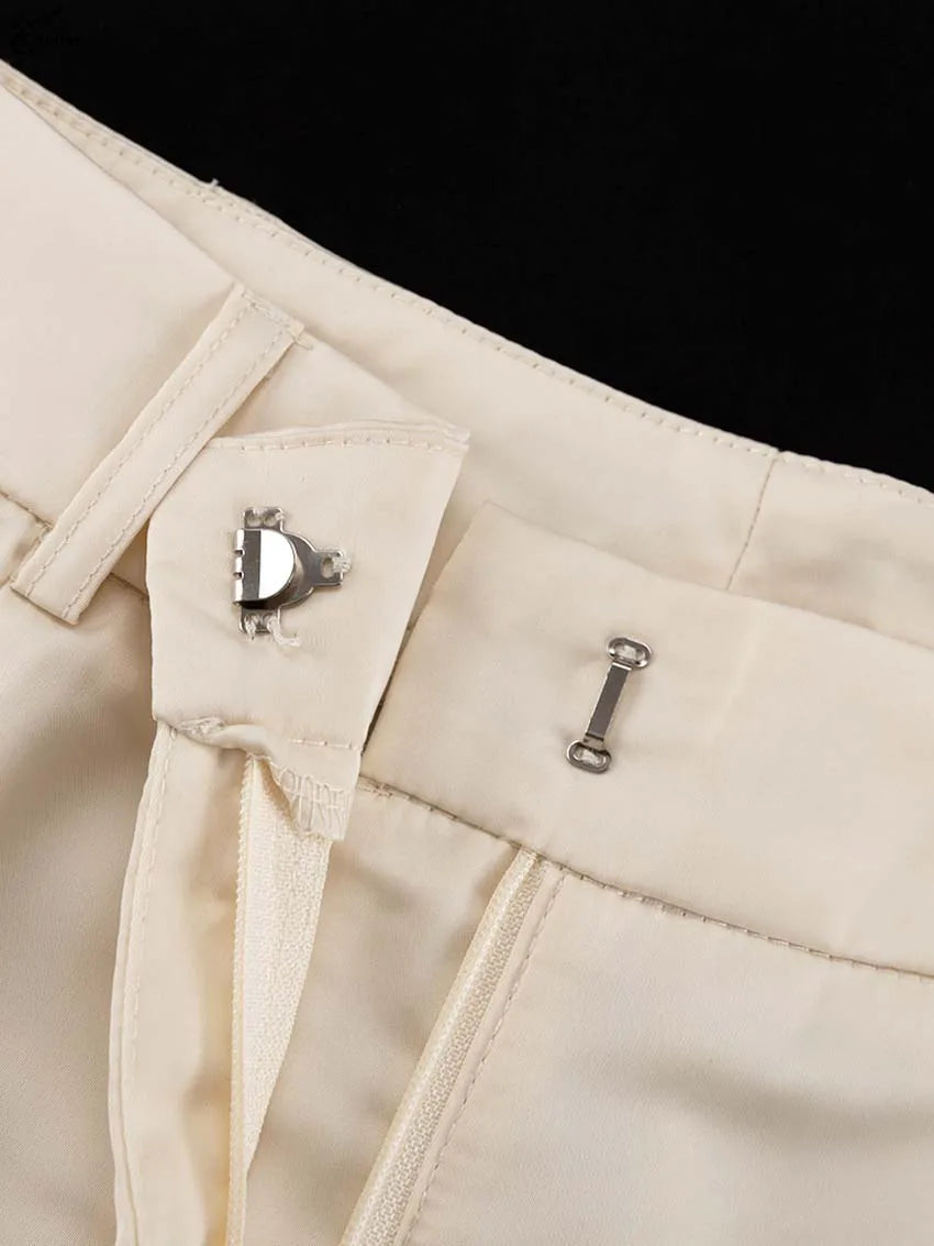 Oymimi Elegant Apricot 2 Piece Sets Women Outfit Fashion Long Sleeve Lace-Up Shirts And High Waist Straight Simple Trousers Sets