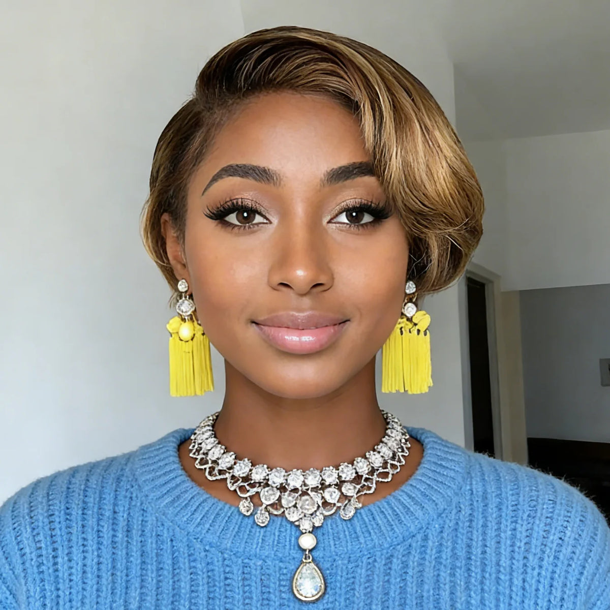 Short Straight Pixie Cut Human Hair Lace Front Wig for Women