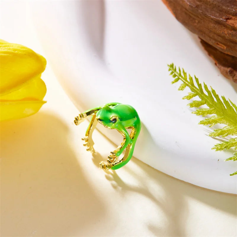 Adjustable Green Tree Frog Ring