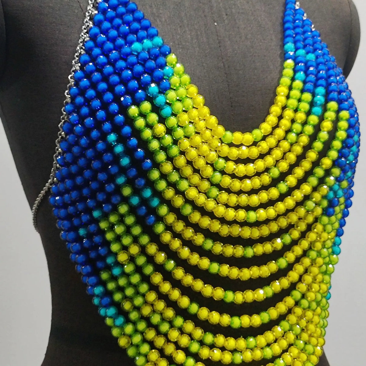 Multicolor Crystal Beaded Fringe Halter Top For Women