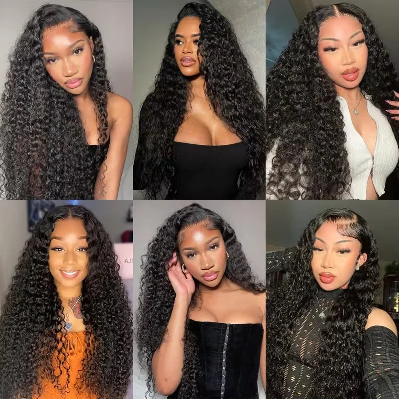Glueless Deep Wave Pre Plucked Transparent Lace Front Wig for Women