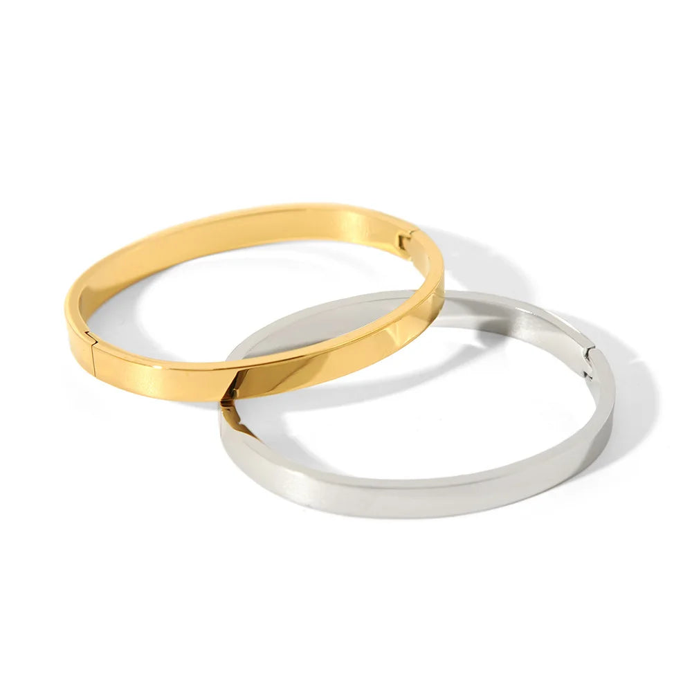 Waterproof Oval Stainless Steel Bangle Bracelet for Women