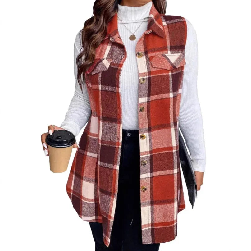 Plaid Sleeveless Shirt