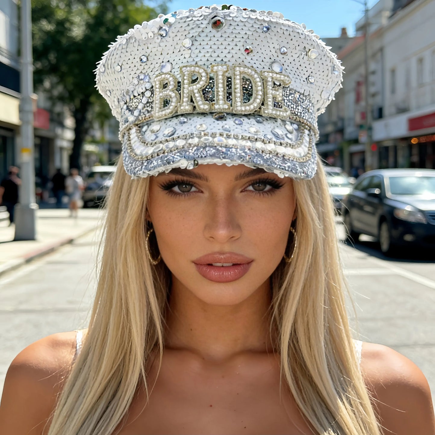 Black Luxury Steampunk Rhinestone Baseball Cap for Women