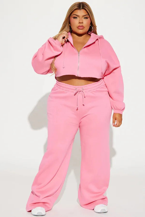Hooded Cropped Sweatshirt And Long Pants Set for Women