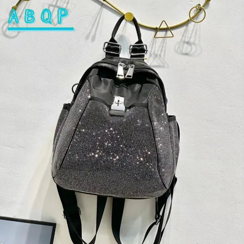 New Diamond-encrusted Backpack Fashionable Women’s Diamond-encrusted Backpack Fashionable Diamond-encrusted Shiny Backpack