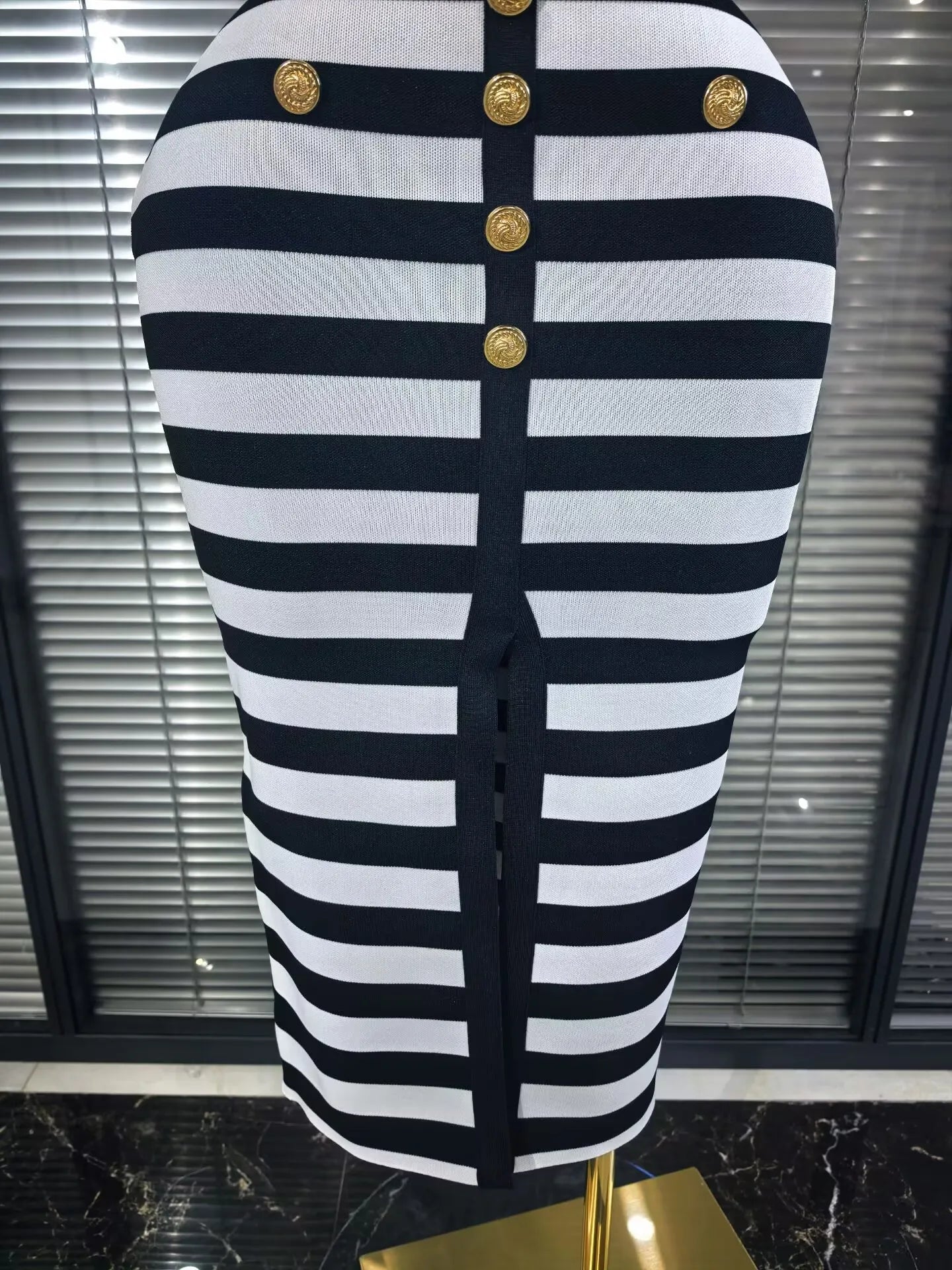 High Quality Women Sexy Slash Neck Striped 2 Pieces Bodycon Midi Bandage Dress Nightclub Party Celebrate Evening Clothing