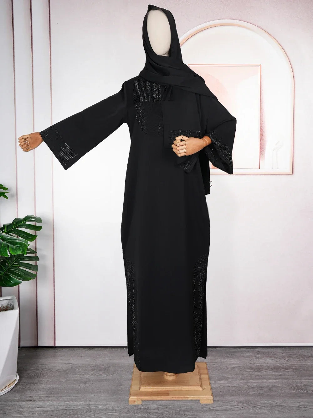 Beaded Chiffon Abaya Dress