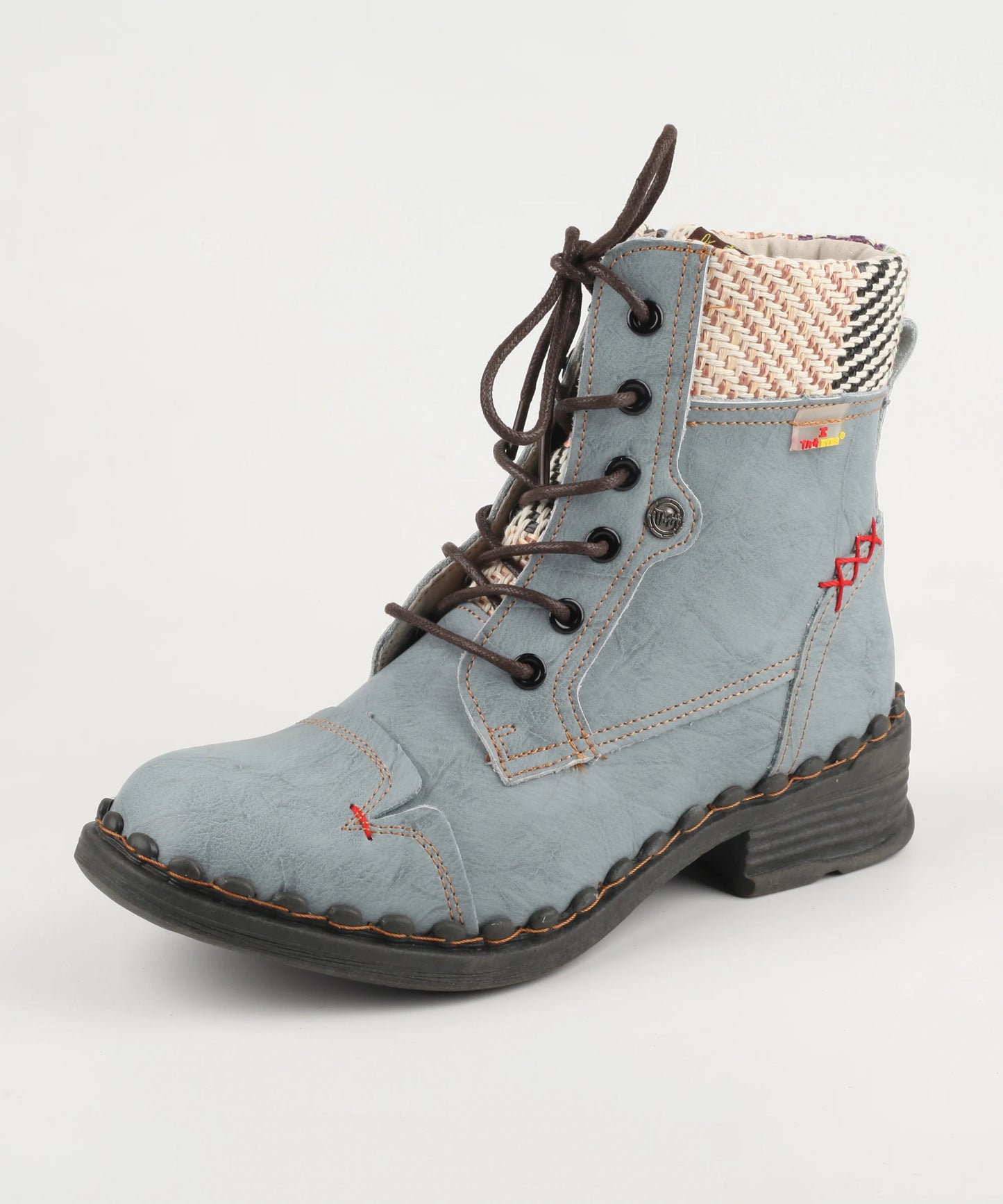 Genuine Leather Patchwork Ankle Boots