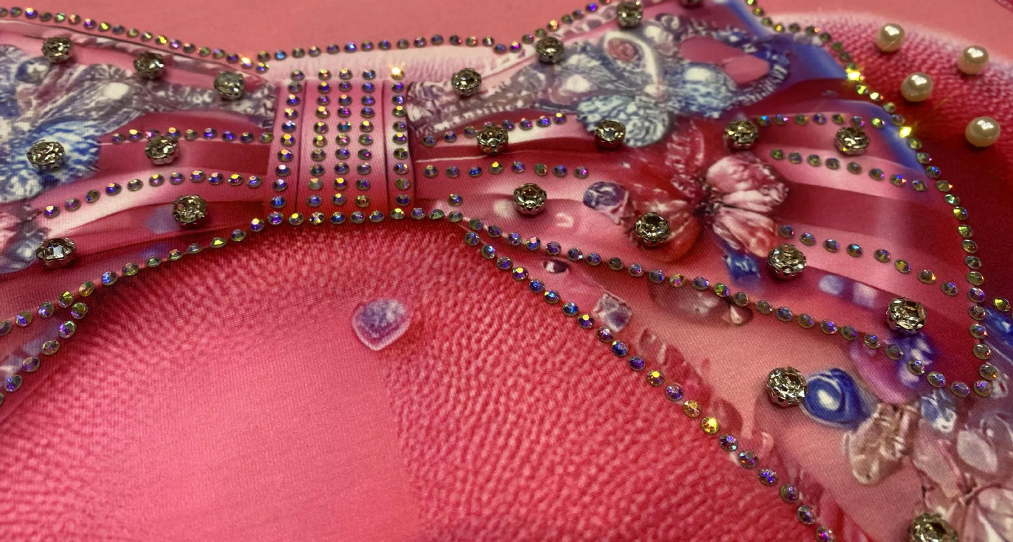 Cartoon Bear Heavy Industry Bead Crew Neck Short Sleeve T-Shirt Summer Printed Fashion Half Sleeve Top Women's Clothing