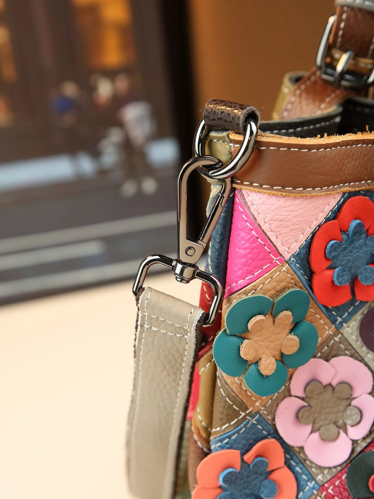 ABQP New Women's Handbag Made of Genuine Leather Hand Woven Women's Single Shoulder Crossbody Bag Color Spliced Women's Bag