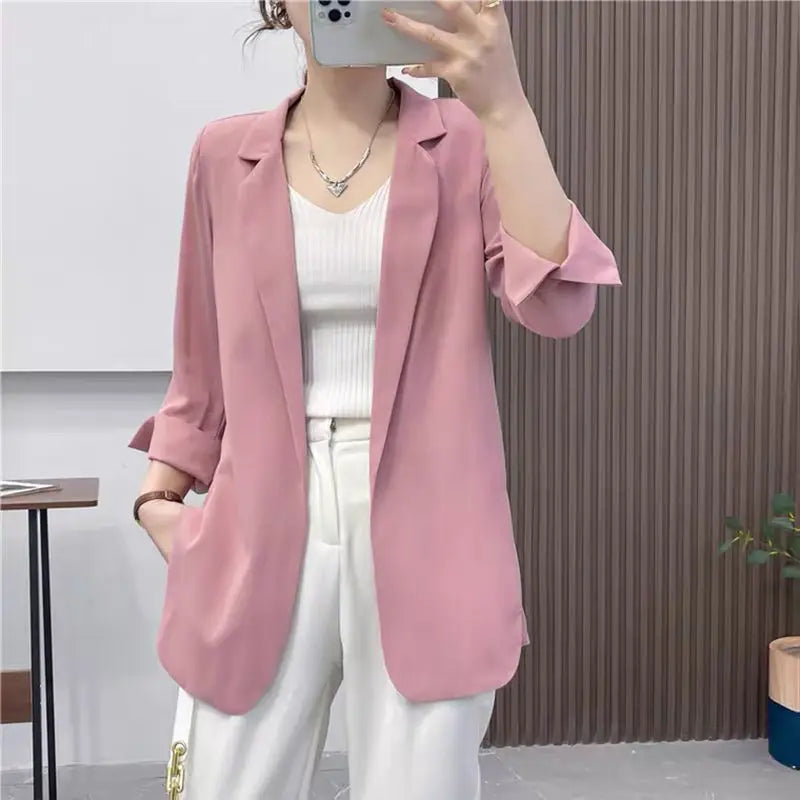 Purple Blazers Jacket for Women Fall Outfits Korean Long Trend Clothing Casual Women's Blazer Suits Tailoring 2025 Spring Coats