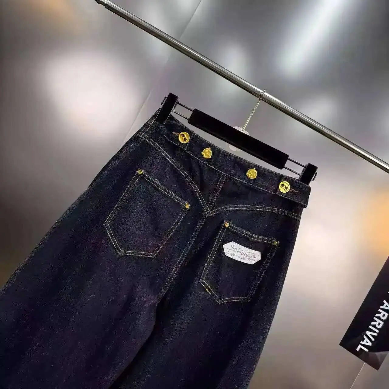 ANJY Autumn New Women's Streetwear Y2K Chic Fashion Safari Style Niche Personality Spliced Button Jeans Casual Denim Pants A7689