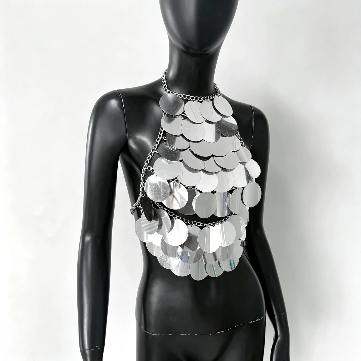 Shimmering Sequin Halter Tassel Crop Top for Women