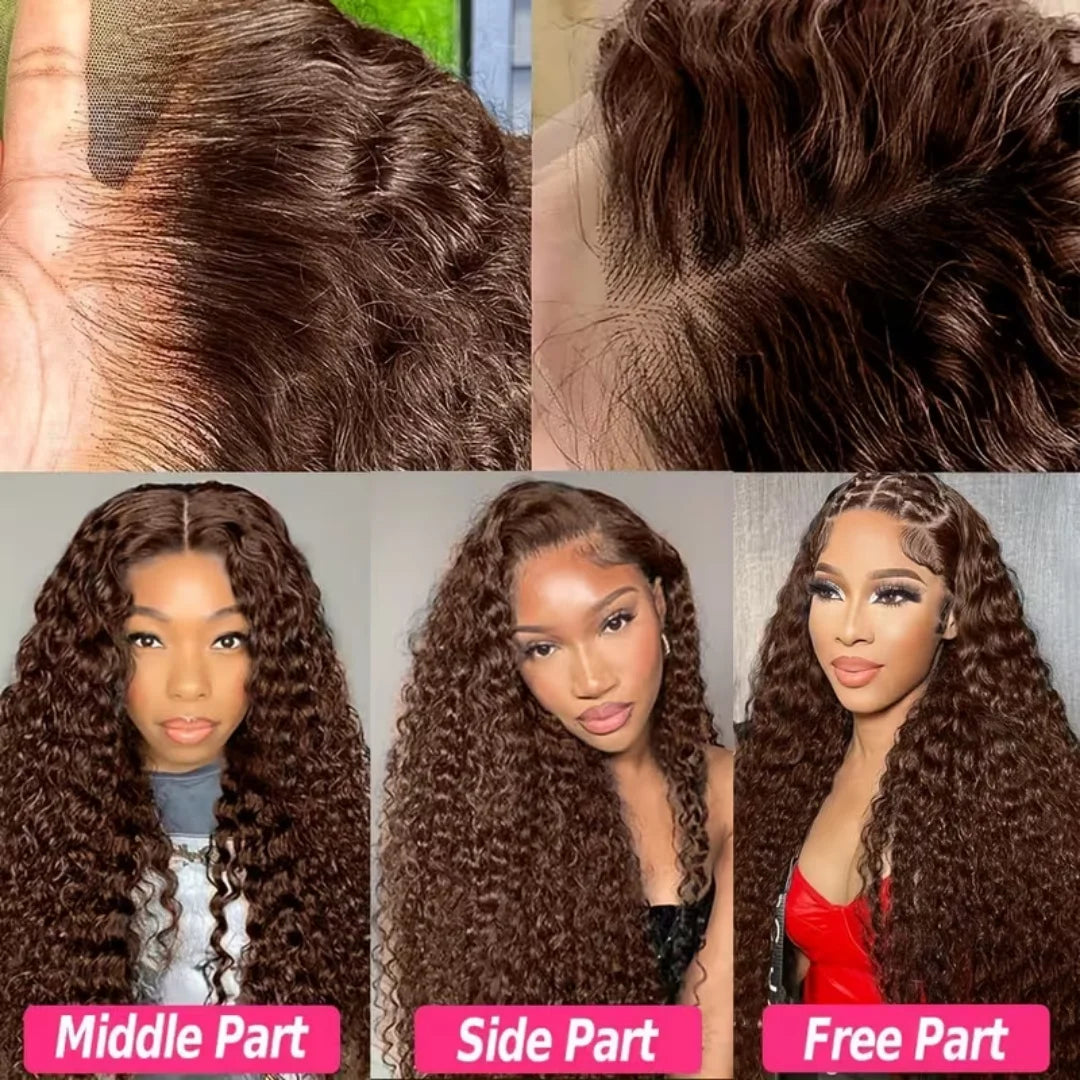 Curly Chocolate Brown Lace Front Human Hair Wig for Women