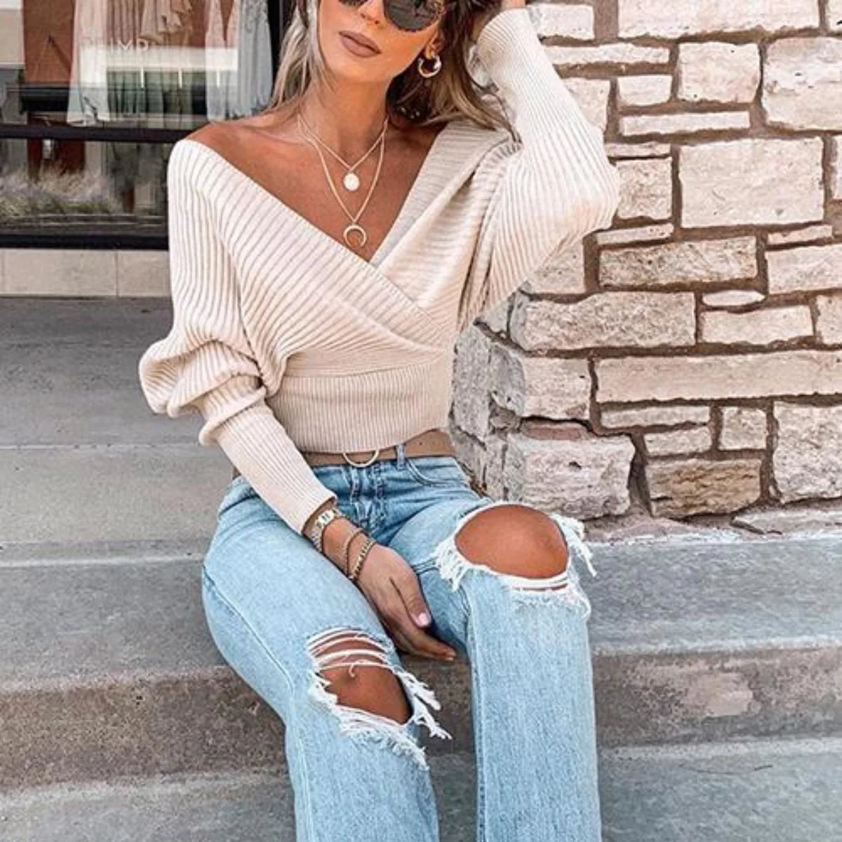 Women Pullovers Sweaters Knitted V Neck Full Sleeve Jumpers Y2k Streetwear Elegant Splice Knit Work Causal Tops Autumn Winter