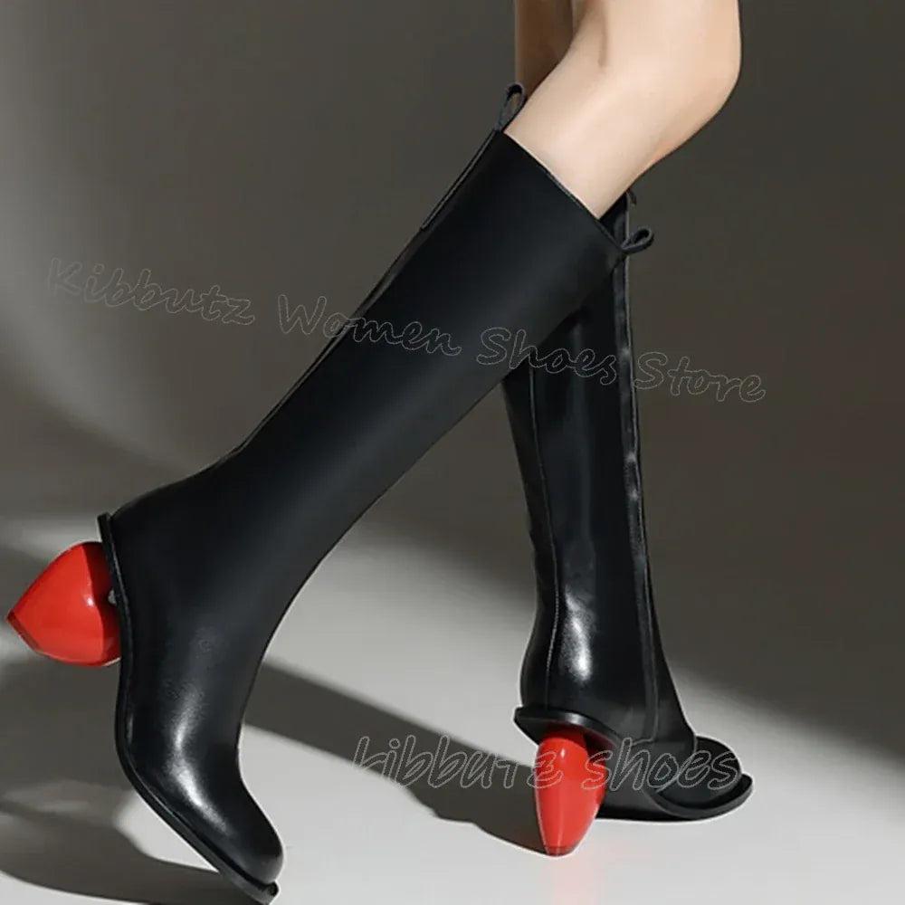 Heart Shaped Heels Knee High Boots