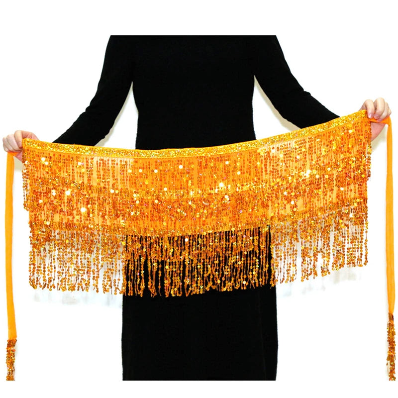 Gleaming Sequined Tassel Waist Chain Dress for Women