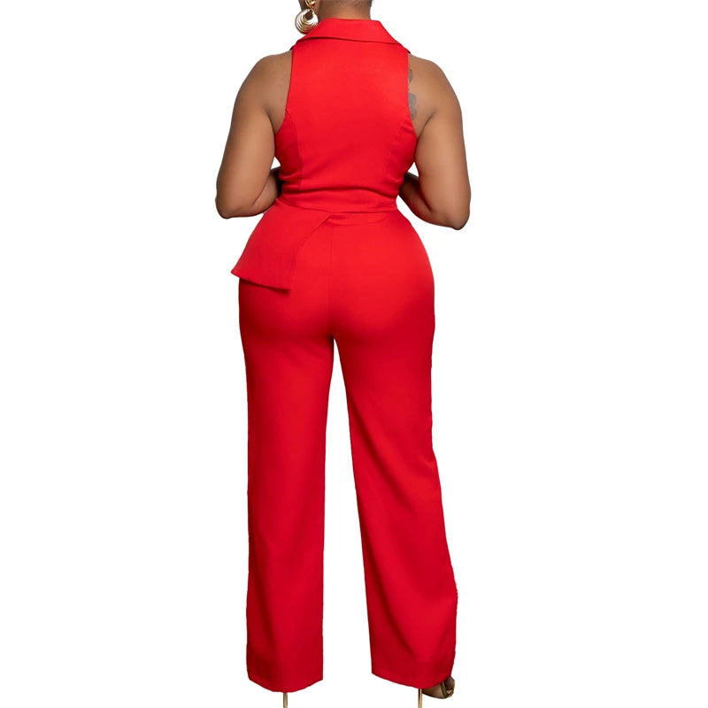 Elegant Sleeveless V-Neck Blazer Jumpsuit for Women