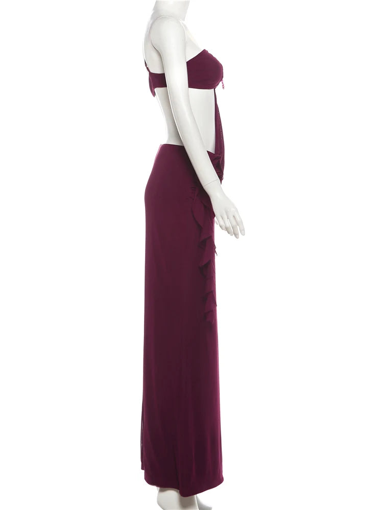 Halter Neck Patchwork Pearl Chain Bodycon Dress for Women