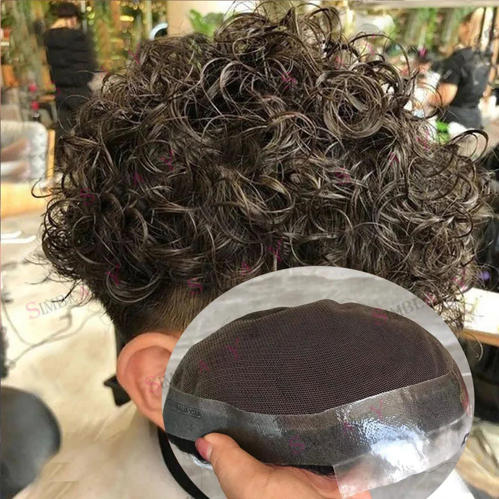 Breathable Lace Front Human Hair Replacement Toupee for Men