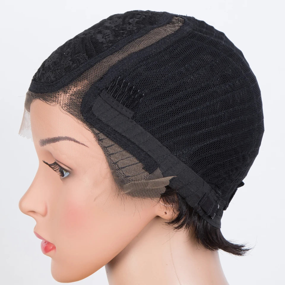 Glueless Short Pixie Cut Lace Front Remy Wig for Women