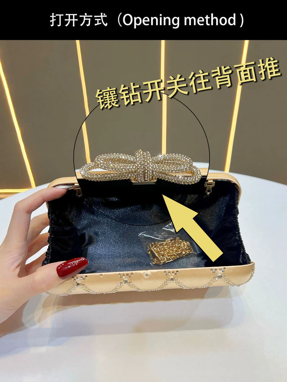 Glitter Rhinestone Clutch Messenger Bag for Women