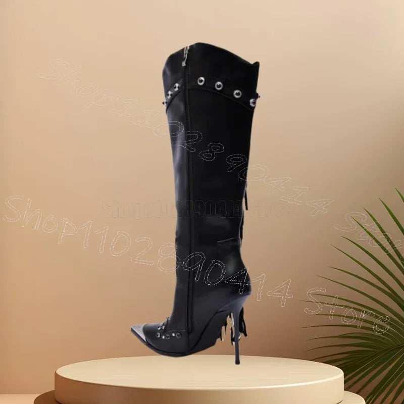 Pointed Toe Side Zipper Boots With Thin Heel for Women