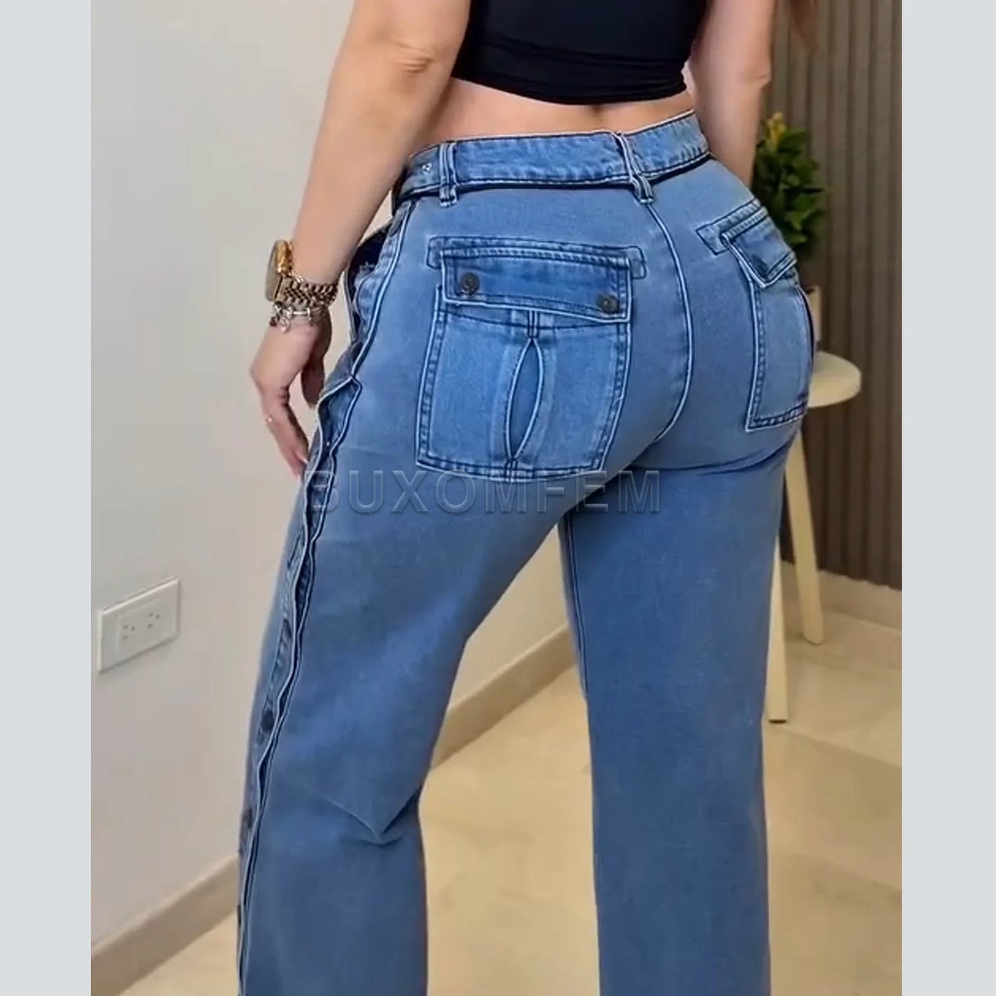 Women's Wide Leg Pants New High Waist Trousers Y2k Streetwear Baggy Pants for Large Sizes Women's 2025 Multi-Pocket Cargo Jeans