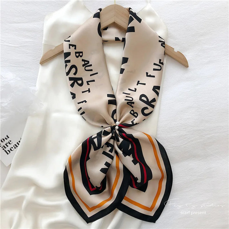 Elegant Art Gallery Style 100% Pure Silk Scarves For Women Soft Thin Striped Mulberry Silk Square Scarf Versatile For Spring Sum