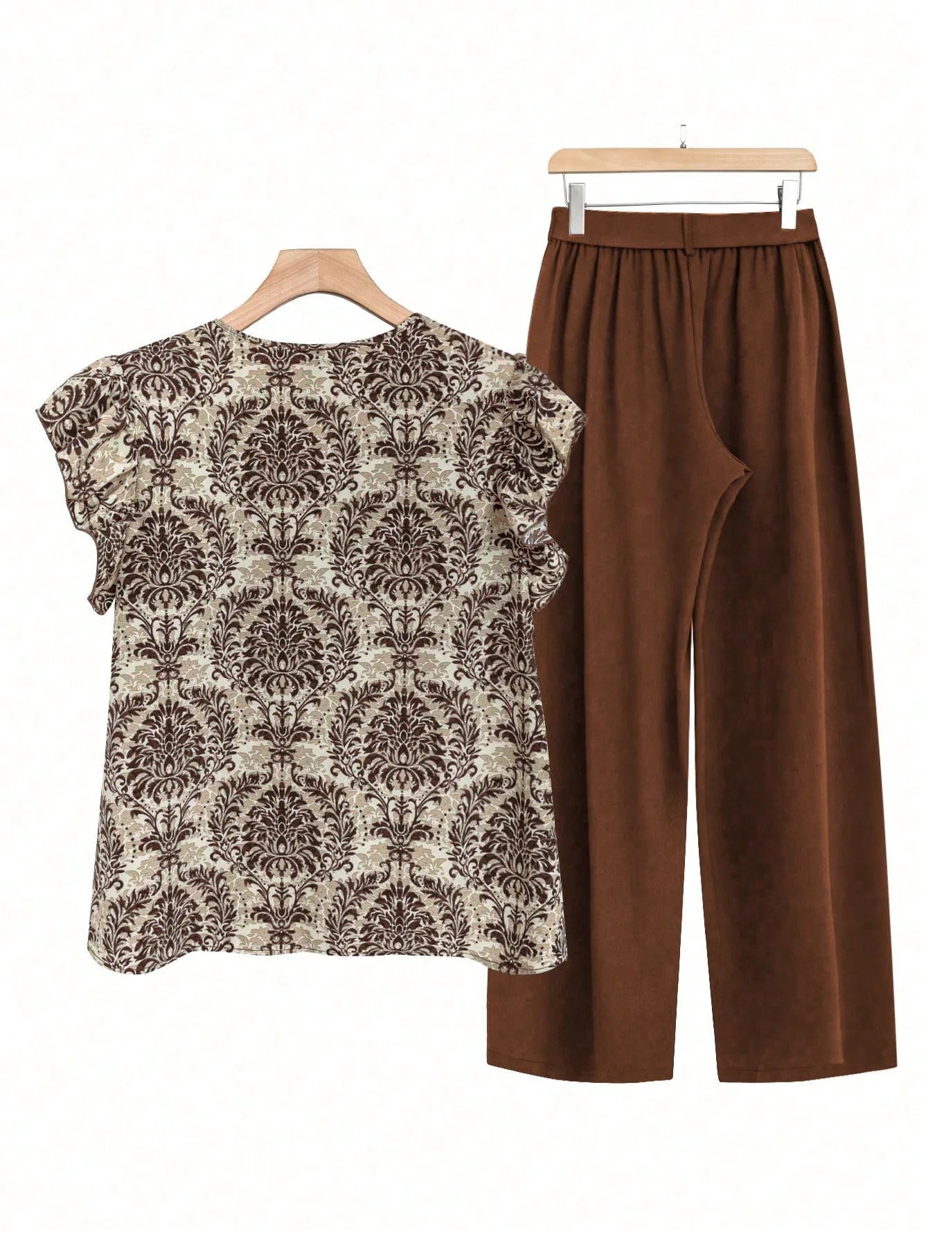 Casual 2 Piece Sets Women Outfit 2025 Summer Fashion Sleeveless Floral Print V-neck Shirts Tops And Pant Sets Elegant Suit