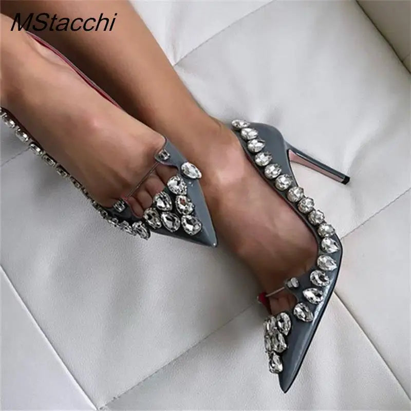 Crystal Embellished Metal Decoration Pumps for Women