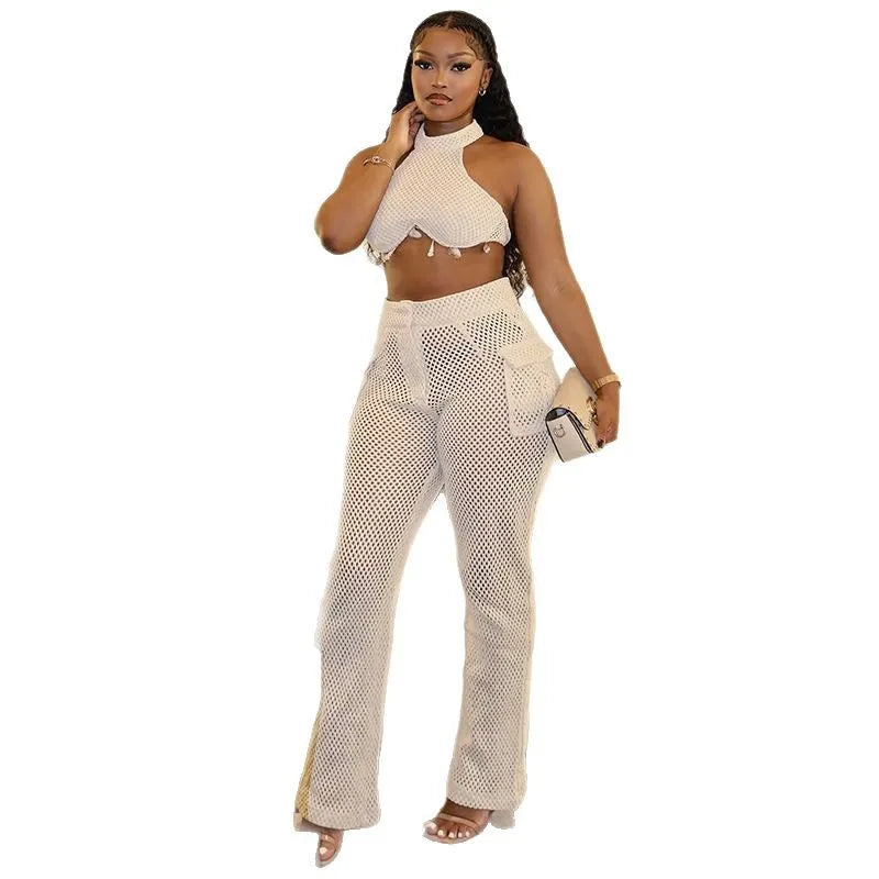 Sleeveless Two Piece Summer Top and Pants Set for Women