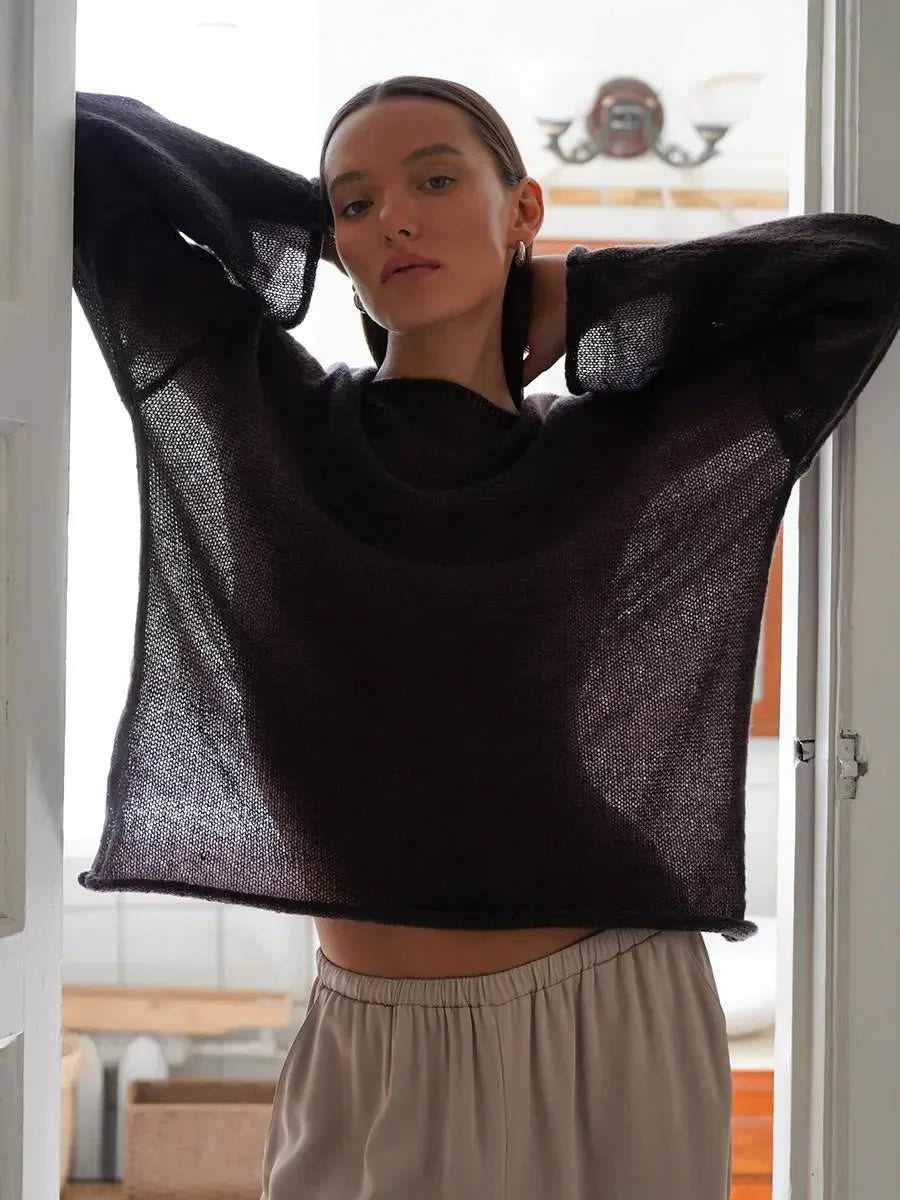 Sheer Hollow Knit Sweater