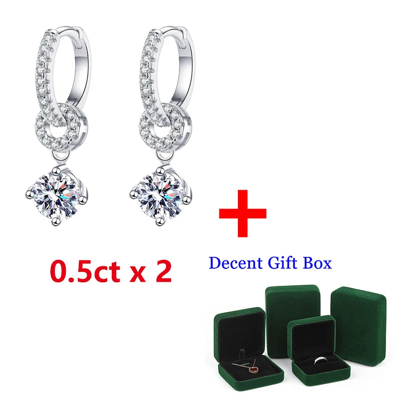 White Gold Plated Moissanite Drop Earrings for Women