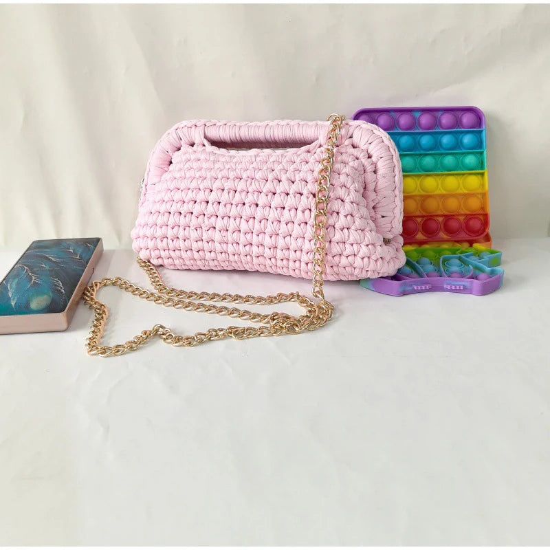 Fashion High-end Clutch Bag Hand-crocheted Clip Bag Simple Versatile Chain Cloud Bag New Leisure Travel Women's Underarm Bag