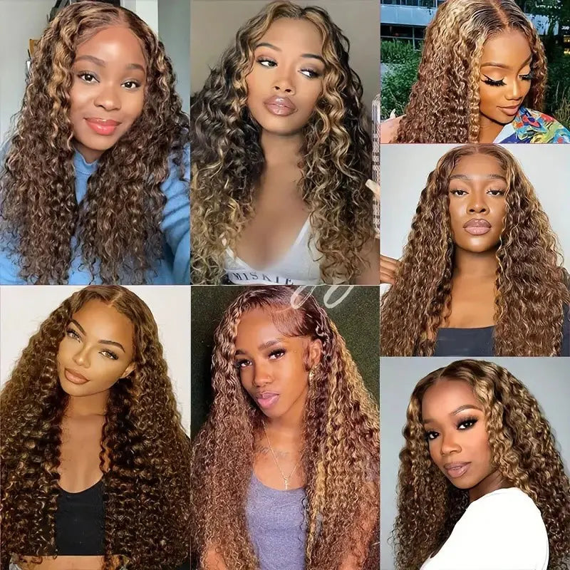 Highlight Water Wave Human Hair Bundles With Lace Closure for Women