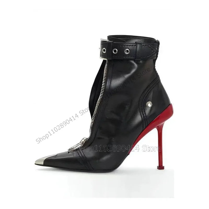 Red Pointed Toe Ankle Boots