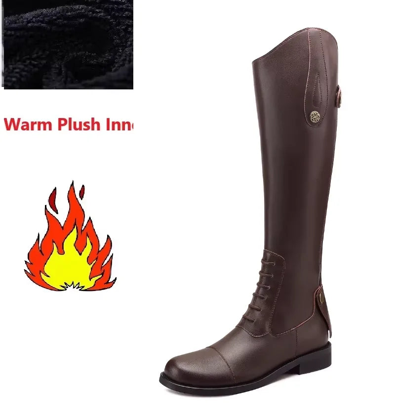 Knee-High Premium Leather Waterproof Non-Slip Riding Boots for Women