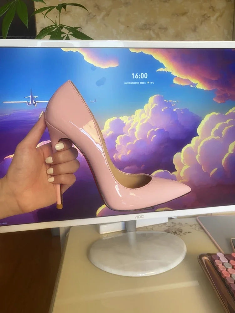 Pointed Patent Leather Slim High Heel Pumps for Women