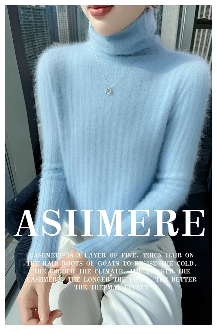 Warm Slim Fit Turtleneck Pullover Sweater for Women