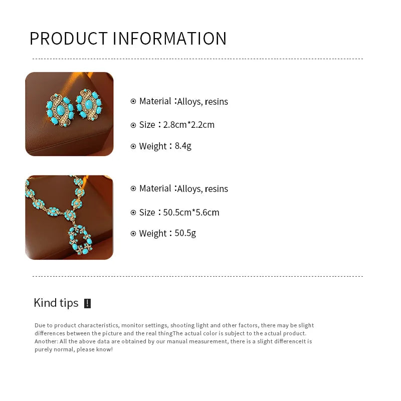 Blue Cross Necklace And Earrings Set