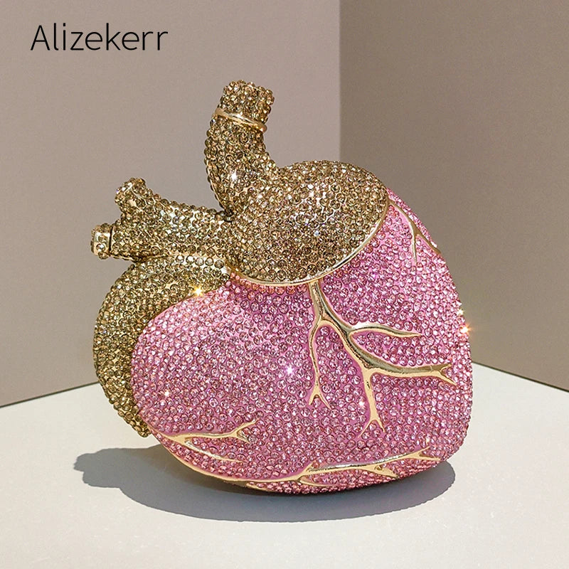 Gorgeous Rhinestone Heart Shaped Evening Bag for Women