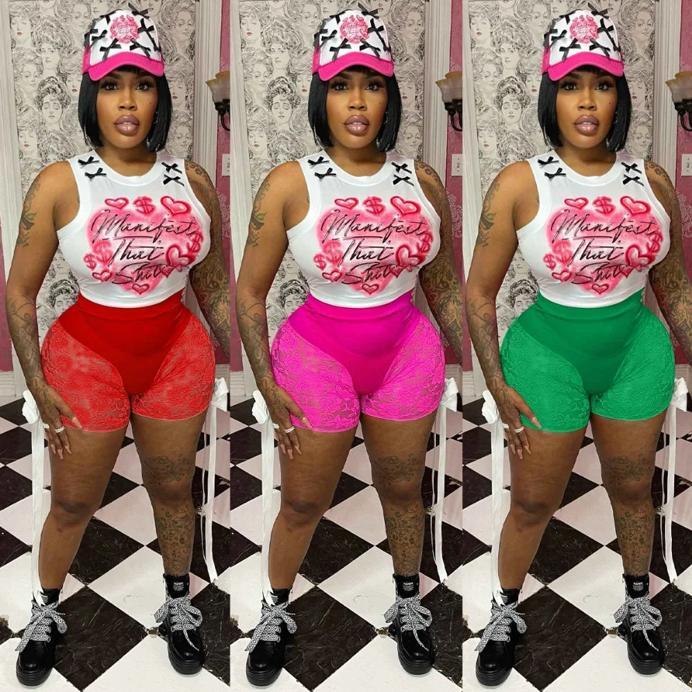 Lace Bow Bandage High Waist Shorts