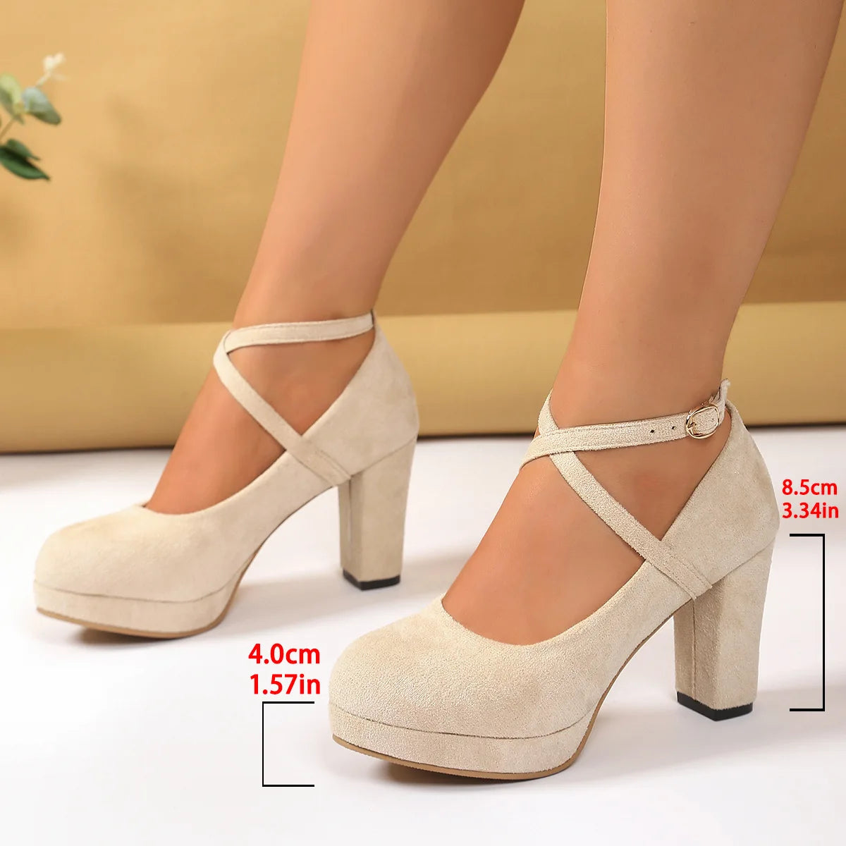 Square Heel Mary Jane Pump With Buckle
