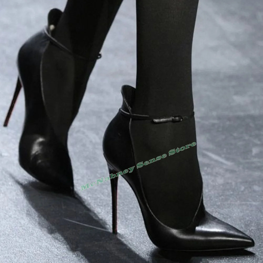 Cut Out Pointed Toe Pumps With Buckle Strap For Women