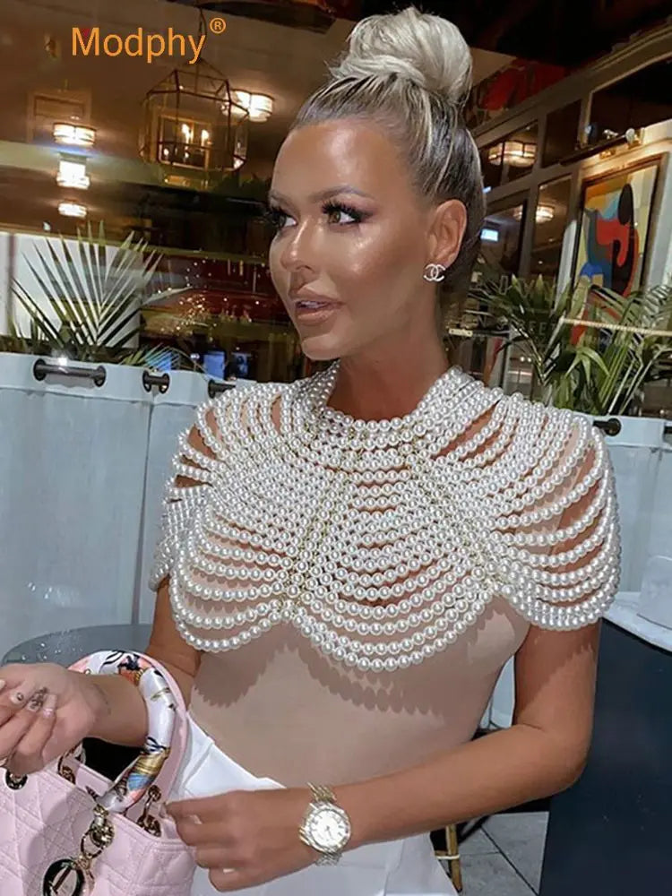 Pearl Beaded Shawl Top