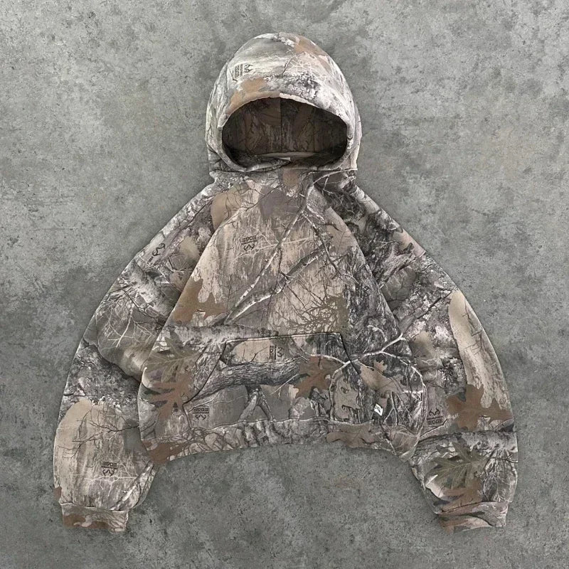 Leaf Camouflage Print Hoodie Set