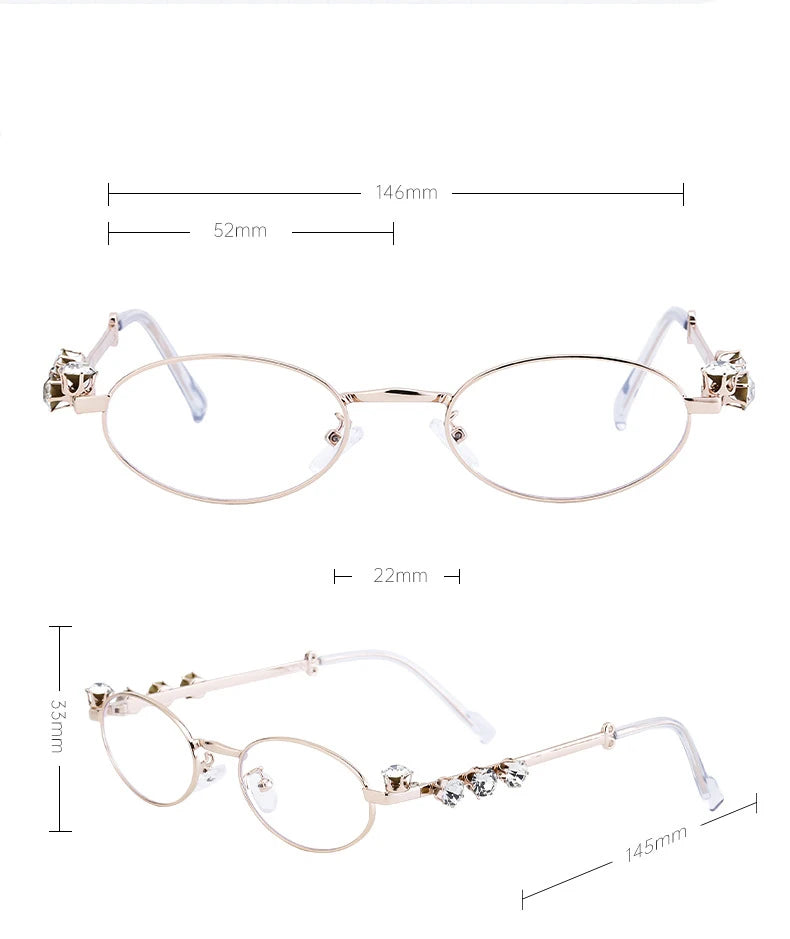 Oval Rhinestone Blue Light Reading Glasses for Women